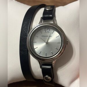 Origami Owl Silver Case Watch with Black Strap